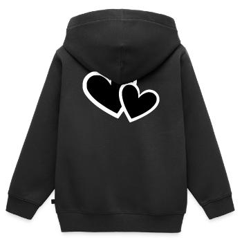 Herz schwarz weiß Geschenk  - Kinder Premium Organic Zip Hoodie - Schwarz - Hinten - AI Model Kid Male (0cm)