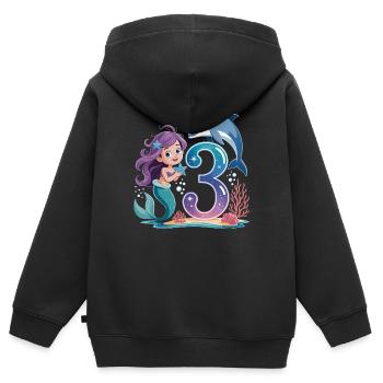 Meerjungfrau 3. Geburtstag 3 Jahre - Kinder Premium Organic Zip Hoodie - Schwarz - Hinten - AI Model Kid Male (0cm)