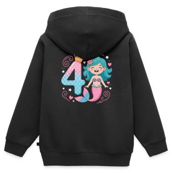 Meerjungfrau 4. Geburtstag 4 Jahre - Kinder Premium Organic Zip Hoodie - Schwarz - Hinten - AI Model Kid Male (0cm)