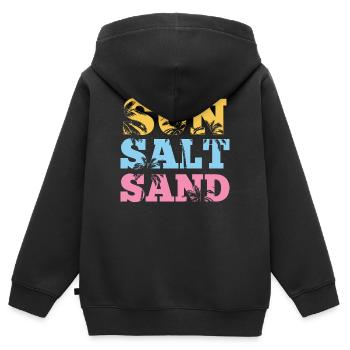 Sommer – Sonnensalz-Sand - Kinder Premium Organic Zip Hoodie - Schwarz - Hinten - AI Model Kid Male (0cm)