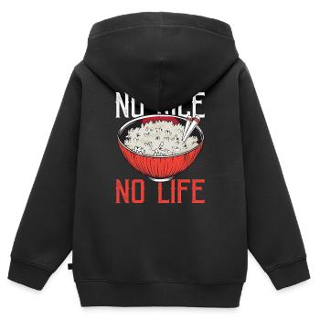 Amateurs de riz, cuisine asiatique, riz asiatique - Sweat Premium à capuche zippé enfant bio - noir - Dos - AI Model Kid Male (0cm)