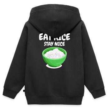 Rice International Cuisine Rice Lovers - Kids Premium Organic Zip-up Hoodie - black - Back - AI Model Kid Male (0cm)