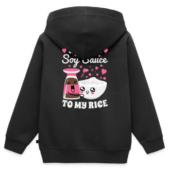Reis Und Soja Soße Geschenk Asiatische Küche - Kinder Premium Organic Zip Hoodie - Schwarz - Hinten - AI Model Kid Male (0cm)