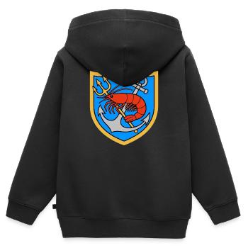 Krabbenfischer Wappen - Kinder Premium Organic Zip Hoodie - Schwarz - Hinten - AI Model Kid Male (0cm)