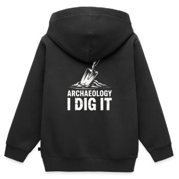 Archäologie Ich grabe es aus - Kinder Premium Organic Zip Hoodie - Schwarz - Hinten - AI Model Kid Male (0cm)
