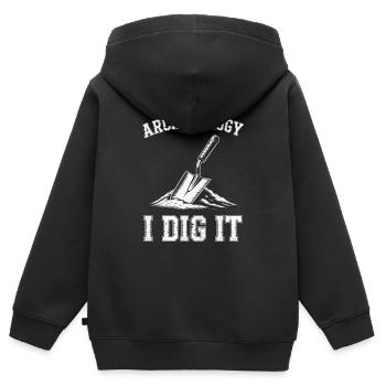 Archäologie Ich gräbe es Kellen aus - Kinder Premium Organic Zip Hoodie - Schwarz - Hinten - AI Model Kid Male (0cm)