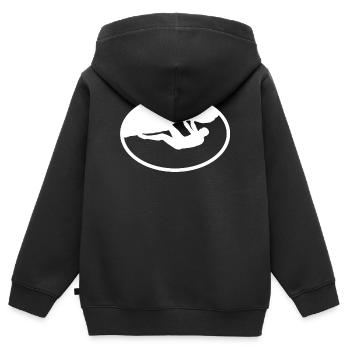 Outdoor Boulderer - Kinder Premium Organic Zip Hoodie - Schwarz - Hinten - AI Model Kid Male (0cm)