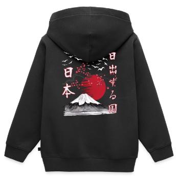 Terre du soleil levant vintage du Japon - Sweat Premium à capuche zippé enfant bio - noir - Dos - AI Model Kid Male (0cm)