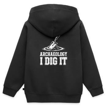 Archäologie Ich grabe es aus - Kinder Premium Organic Zip Hoodie - Schwarz - Hinten - AI Model Kid Male (0cm)