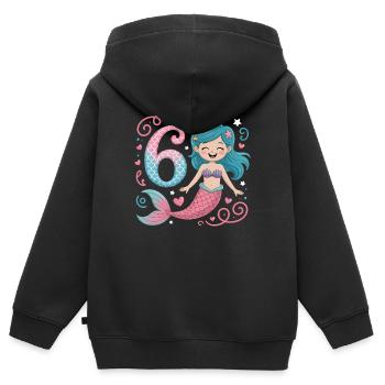 Meerjungfrau 6. Geburtstag 6 Jahre - Kinder Premium Organic Zip Hoodie - Schwarz - Hinten - AI Model Kid Male (0cm)