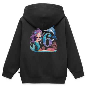 Meerjungfrau 6. Geburtstag 6 Jahre - Kinder Premium Organic Zip Hoodie - Schwarz - Hinten - AI Model Kid Male (0cm)