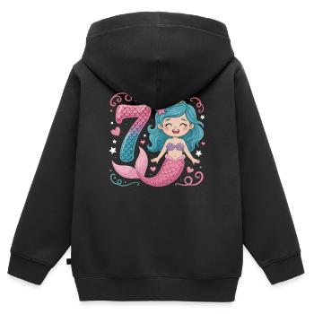 Sirène 7e ans - Sweat Premium à capuche zippé enfant bio - noir - Dos - AI Model Kid Male (0cm)