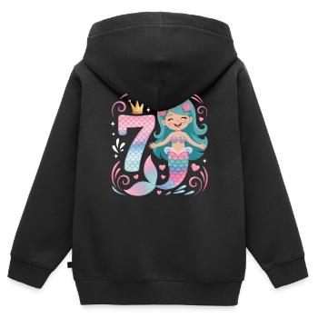 Meerjungfrau 7. Geburtstag 7 Jahre - Kinder Premium Organic Zip Hoodie - Schwarz - Hinten - AI Model Kid Male (0cm)