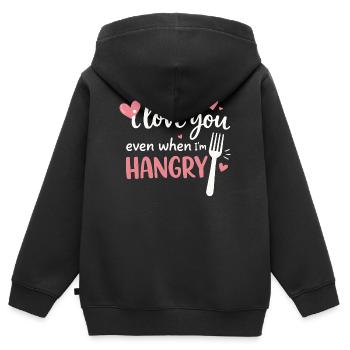 Lustig, hungrig, hungrig, wütendes Essen, Diät-Humor, - Kinder Premium Organic Zip Hoodie - Schwarz - Hinten - AI Model Kid Male (0cm)