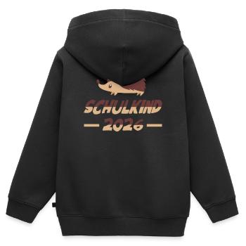 Schulkind 2026 Igel Schultag - Kinder Premium Organic Zip Hoodie - Schwarz - Hinten - AI Model Kid Male (0cm)