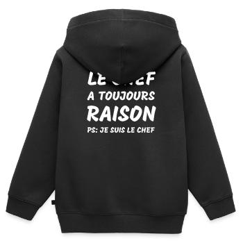 cuisine chef humour cuisinier - Sweat Premium à capuche zippé enfant bio - noir - Dos - AI Model Kid Male (0cm)