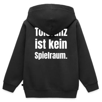 Toleranz ist kein Spielraum - Kinder Premium Organic Zip Hoodie - Schwarz - Hinten - AI Model Kid Male (0cm)