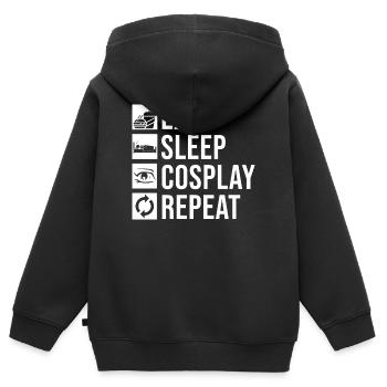 Mange, Dors, Cosplay, Répétez, - Sweat Premium à capuche zippé enfant bio - noir - Dos - AI Model Kid Male (0cm)
