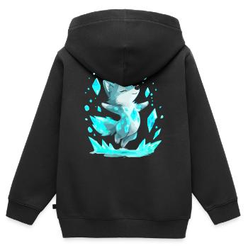 Eisfuchs Kristallfreude - Kinder Premium Organic Zip Hoodie - Schwarz - Hinten - AI Model Kid Male (0cm)