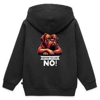 Avant de demander Bordeaux Mastiff Bordeaux Bordeaux - Sweat Premium à capuche zippé enfant bio - noir - Dos - AI Model Kid Male (0cm)