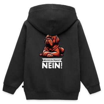 Avant que vous ne demandiez Bordeaux Grand Danois Bordeaux Bordeaux - Sweat Premium à capuche zippé enfant bio - noir - Dos - AI Model Kid Male (0cm)