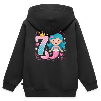 Sirène 7e ans - Sweat Premium à capuche zippé enfant bio - noir - Dos - AI Model Kid Male (0cm)