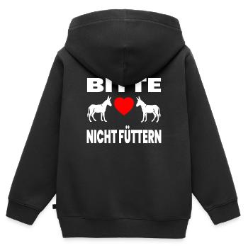 Esel - Kinder Premium Organic Zip Hoodie - Schwarz - Hinten - AI Model Kid Male (0cm)