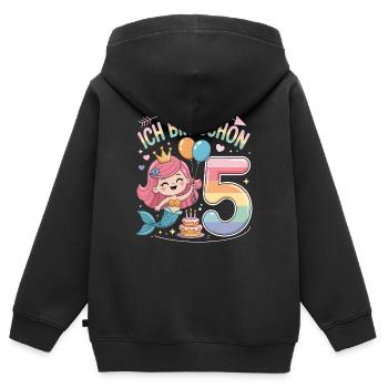 I'm already 5 Mermaid Birthday - Kids Premium Organic Zip-up Hoodie - black - Back - AI Model Kid Male (0cm)