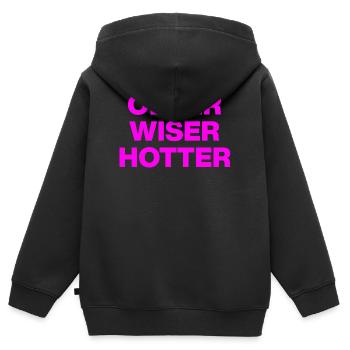 OLDER WISER HOTTER, GEBURTSTAGSGESCHENK GEBURTSTAG - Kinder Premium Organic Zip Hoodie - Schwarz - Hinten - AI Model Kid Male (0cm)