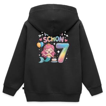 I'm already 7 Mermaid Birthday - Kids Premium Organic Zip-up Hoodie - black - Back - AI Model Kid Male (0cm)