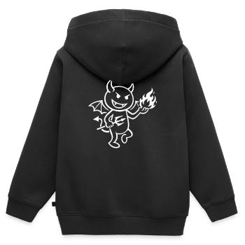 Démon de Feu avec Boule de Feu - Démon - Sweat Premium à capuche zippé enfant bio - noir - Dos - AI Model Kid Male (0cm)