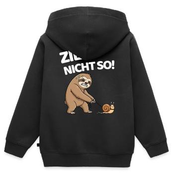 Zieh nicht so Faultier mit Schnecke - Kinder Premium Organic Zip Hoodie - Schwarz - Hinten - AI Model Kid Male (0cm)