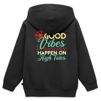 Gute Vibes an hohen Gezeiten - Kinder Premium Organic Zip Hoodie - Schwarz - Hinten - AI Model Kid Male (0cm)