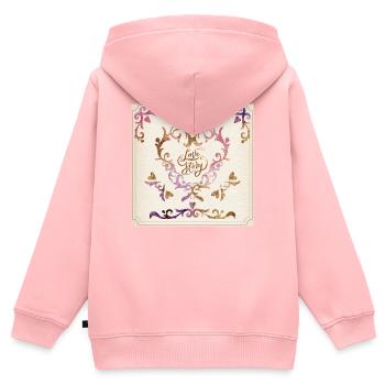 Elegantes Vintage Herz Ornament Design - Kinder Premium Organic Zip Hoodie - Rosa - Hinten - AI Model Kid Female (0cm)