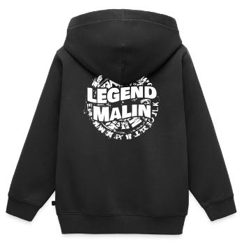 Malin comme prénom - Sweat Premium à capuche zippé enfant bio - noir - Dos - AI Model Kid Male (0cm)