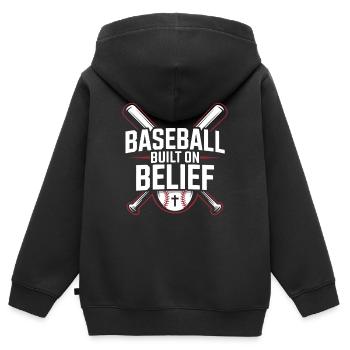 Joueur de baseball chrétien Bible Foi Jésus-Christ - Sweat Premium à capuche zippé enfant bio - noir - Dos - AI Model Kid Male (0cm)