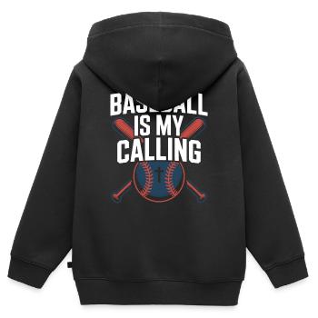 Joueur de baseball chrétien Bible Foi Jésus-Christ - Sweat Premium à capuche zippé enfant bio - noir - Dos - AI Model Kid Male (0cm)