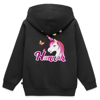 Hannah , Mädchenname, Lieblingsname - Kinder Premium Organic Zip Hoodie - Schwarz - Hinten - AI Model Kid Male (0cm)