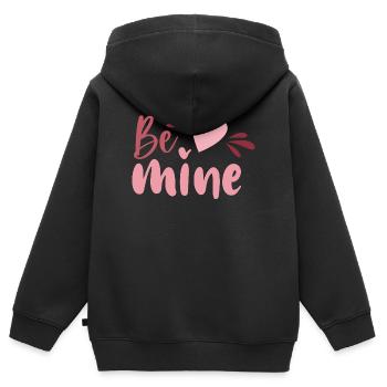 Be Mine Heart Script - Kids Premium Organic Zip-up Hoodie - black - Back - AI Model Kid Male (0cm)