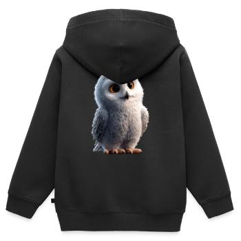 Chouette blanche Chouette Chouette Chouette Chouette Chouette Chouette des neiges - Sweat Premium à capuche zippé enfant bio - noir - Dos - AI Model Kid Male (0cm)