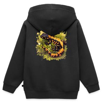 Salamandre de feu Salamandre - Sweat Premium à capuche zippé enfant bio - noir - Dos - AI Model Kid Male (0cm)