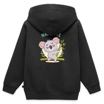 Koala-Namaste-Pastellbambus - Kinder Premium Organic Zip Hoodie - Schwarz - Hinten - AI Model Kid Male (0cm)