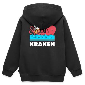 Pieuvre Pieuvre Pieuvre Poulpe Calamar - Sweat Premium à capuche zippé enfant bio - noir - Dos - AI Model Kid Male (0cm)