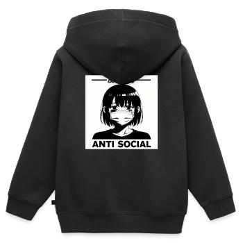 Antisoziales Japanisches Vaporwave Anime Mädchen - Kinder Premium Organic Zip Hoodie - Schwarz - Hinten - AI Model Kid Male (0cm)