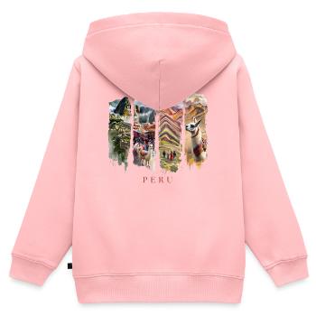 Peru Urlaub Travel – Inka & Berge Motiv - Kinder Premium Organic Zip Hoodie - Rosa - Hinten - AI Model Kid Female (0cm)