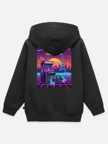Paris Cyber Gamer - Kinder Premium Organic Zip Hoodie - Schwarz