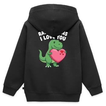 Rawr signifie « Je t’aime » Mignon dinosaure T-Rex - Sweat Premium à capuche zippé enfant bio - noir - Dos - AI Model Kid Male (0cm)