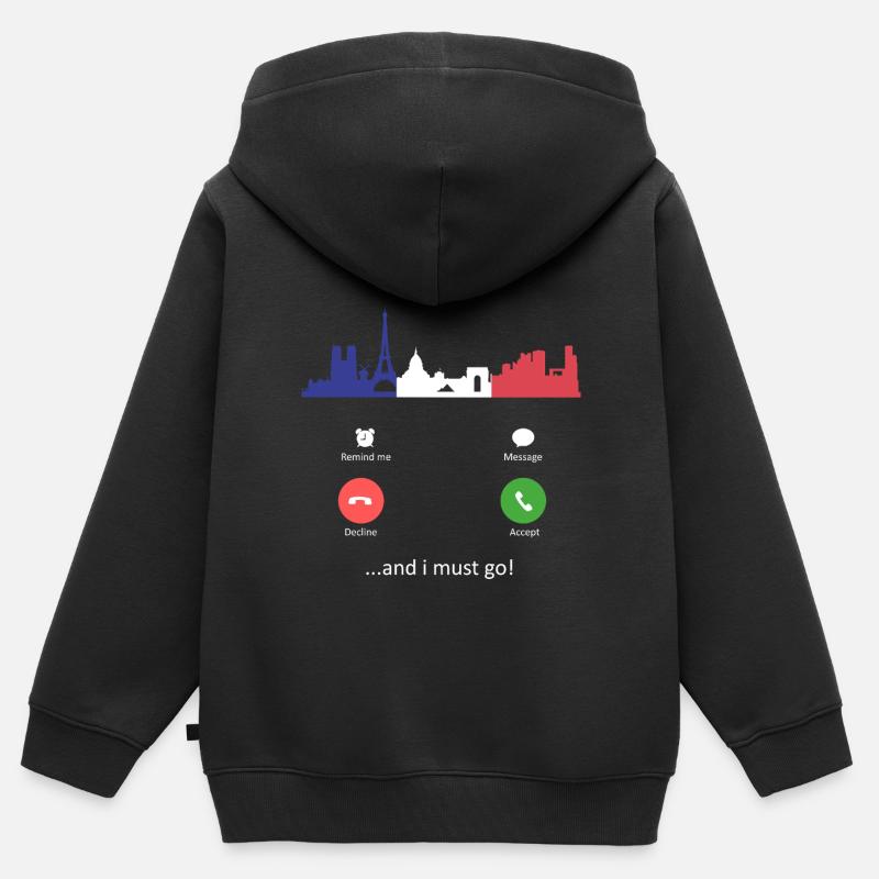 Paris appelle le design de voyage skyline français - Sweat Premium à capuche zippé enfant bio - noir
