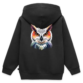 Chouette blanche Chouette Chouette Chouette Chouette Chouette Chouette des neiges - Sweat Premium à capuche zippé enfant bio - noir - Dos - AI Model Kid Male (0cm)