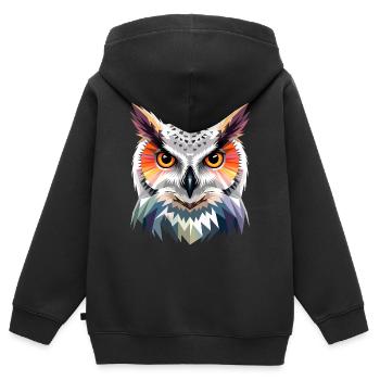Chouette blanche Chouette Chouette Chouette Chouette Chouette Chouette des neiges - Sweat Premium à capuche zippé enfant bio - noir - Dos - AI Model Kid Male (0cm)